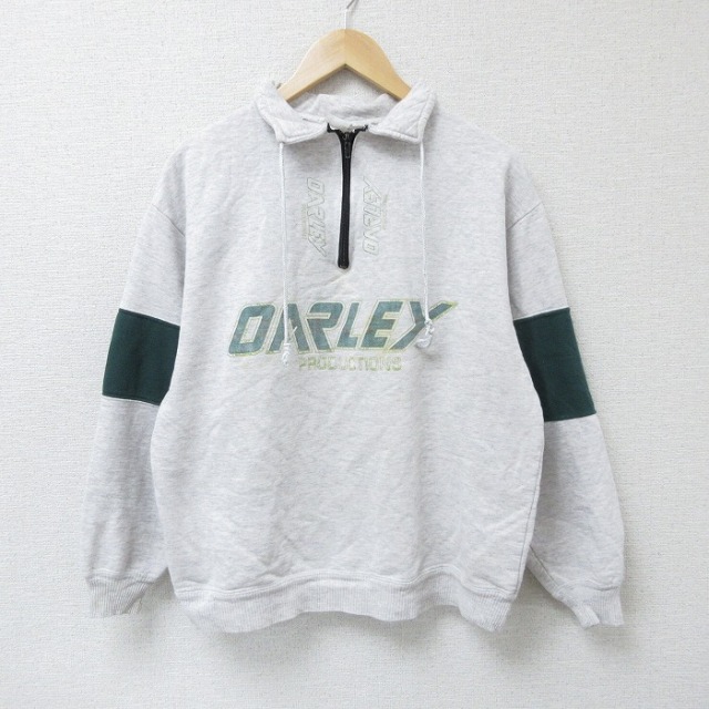 【50%OFF】オークリー 00s 長袖ハーフジップスウェット ビッグロゴ グレー L | 古着