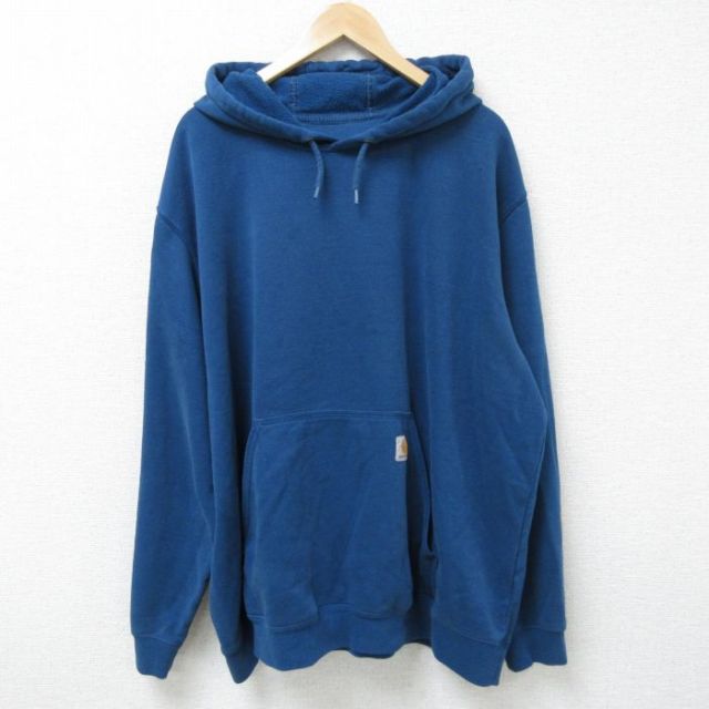 【50%OFF】XL★古着 カーハート Carhartt 長袖 スウェット パーカー メンズ 00年代 00s 無地 大きいサイズ 青 ブルー 25apr18 中古 スエット トレーナー トップス