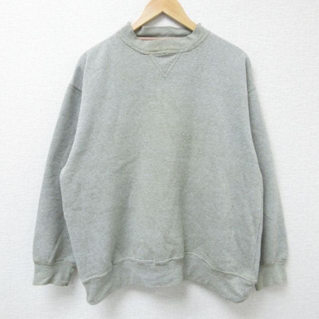 【50%OFF】XL★古着 長袖 スウェット メンズ 00年代 00s 無地 モックネック ハイネック ベージュ カーキ 25apr18 中古 スエット トレーナー トップス