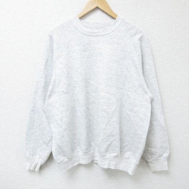XL★古着 リー Lee 長袖 スウェット メンズ 90年代 90s 無地 クルーネック 薄グレー 霜降り 25apr18 中古 スエット トレーナー トップス
