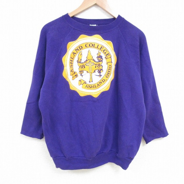 古着通販 L☆古着 長袖 スウェット メンズ クルーネック 紫 