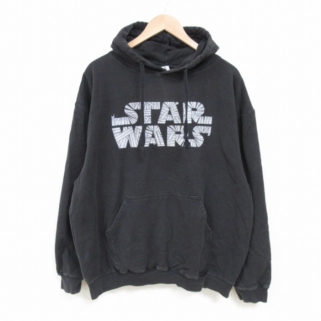 XL★古着 長袖 スウェット パーカー メンズ スターウォーズ STAR WARS 黒 ブラック 25apr21 中古 スエット トレーナー トップス