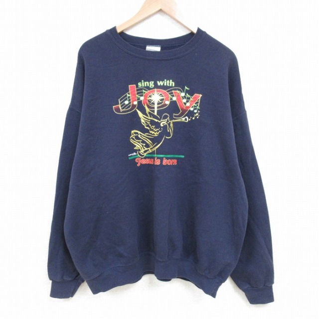 【50%OFF】XL★古着 リー 長袖 スウェット メンズ 00年代 00s JOY 大きいサイズ クルーネック 紺 ネイビー 25apr21 中古 スエット トレーナー トップス