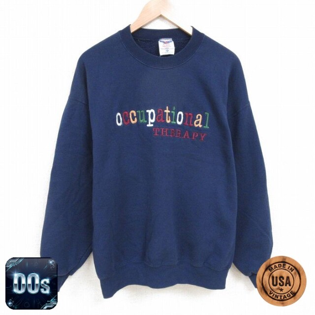 ジャージーズ 00s 長袖スウェット occupational刺繍 ネイビー XL | 古着