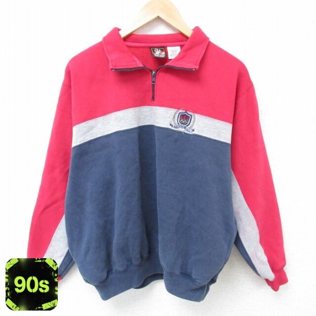 90s ハーフジップスウェット USAオリンピック マルチカラー L | 古着