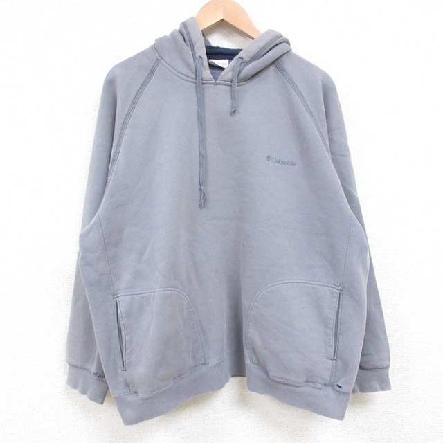 XL★古着 コロンビア COLUMBIA 長袖 スウェット パーカー メンズ 00年代 00s ワンポイントロゴ ラグラン 薄紺 ネイビー 25may02 中古 スエット トレーナー トップス