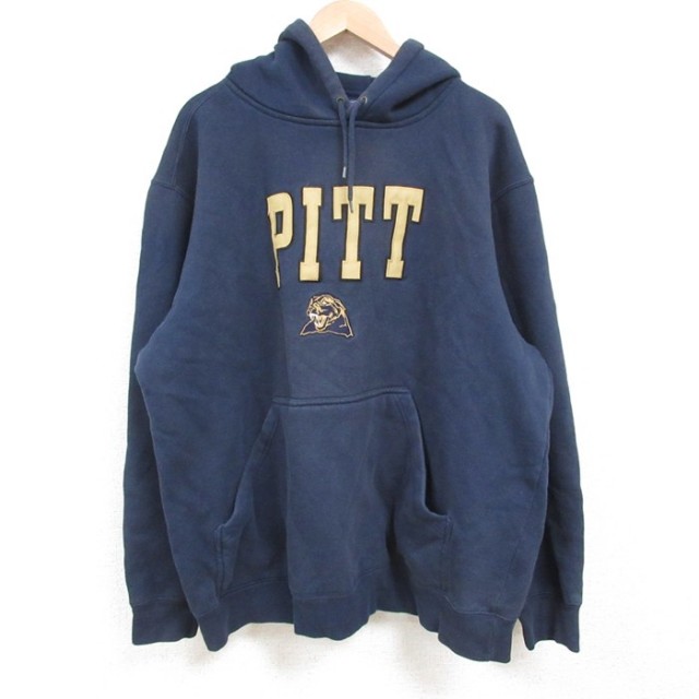 【50%OFF】XL★古着 長袖 スウェット パーカー メンズ 00年代 00s PITT 大きいサイズ 濃紺 ネイビー 25may02 中古 スエット トレーナー トップス