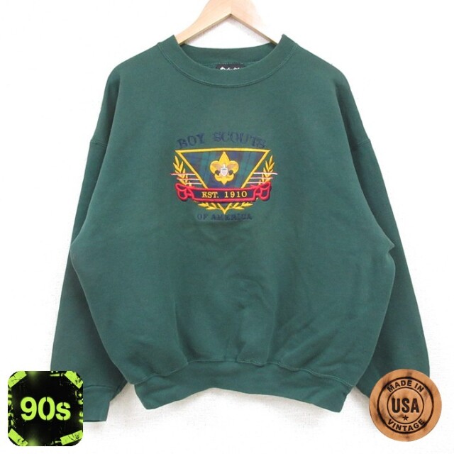 90s 長袖スウェット ボーイスカウト グリーン XL | 古着