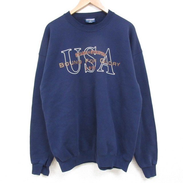 バンヒューセン 90s 長袖スウェット USAロゴ ネイビー XL | 古着