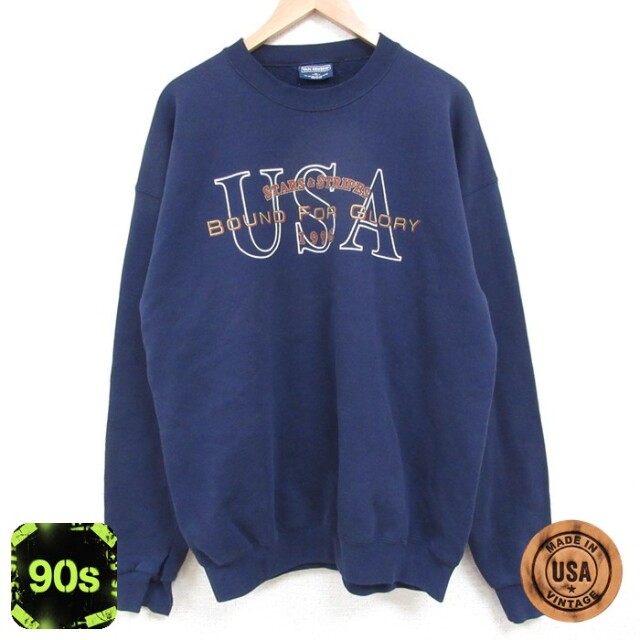 バンヒューセン 90s 長袖スウェット USAロゴ ネイビー XL | 古着