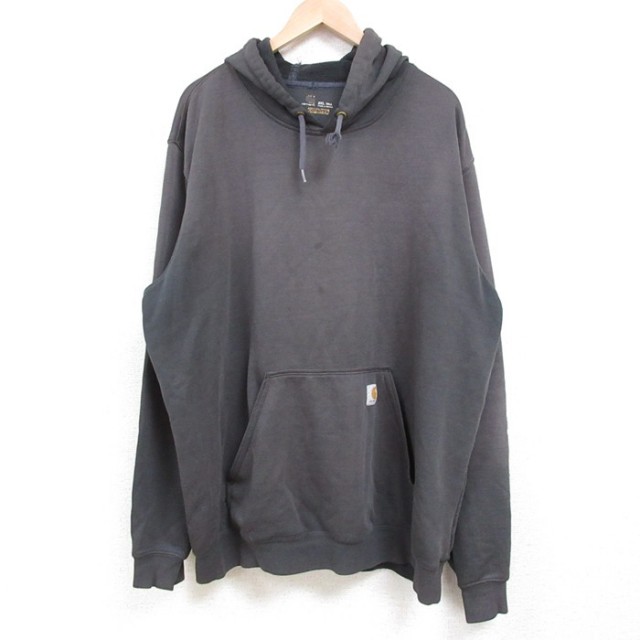 【50%OFF】XL★古着 カーハート Carhartt 長袖 スウェット パーカー メンズ ビッグロゴ 大きいサイズ 黒 ブラック 25may02 中古 スエット トレーナー トップス