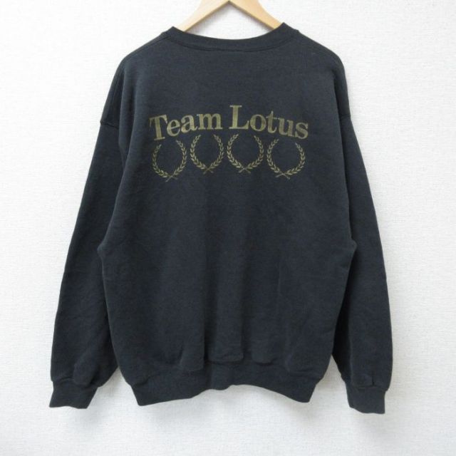 XL★古着 ヘインズ Hanes 長袖 スウェット メンズ 90年代 90s チームロータス クルーネック USA製 黒 ブラック 25may07 中古 スエット トレーナー トップス