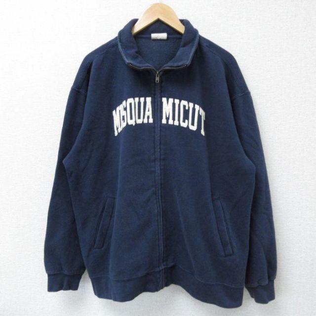 XL★古着 MVスポーツ 長袖 フルジップ スウェット メンズ ミスクアミカット 大きいサイズ 紺 ネイビー 25may07 中古 スエット トレーナー トップス