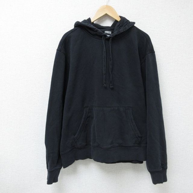古着通販 XL☆古着 長袖 スウェット パーカー メンズ 大きいサイズ 黒