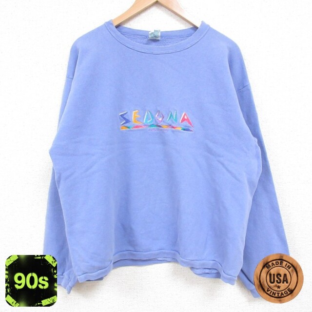 アリゾナ 90s 長袖スウェット 刺繍 ネイビー L | 古着