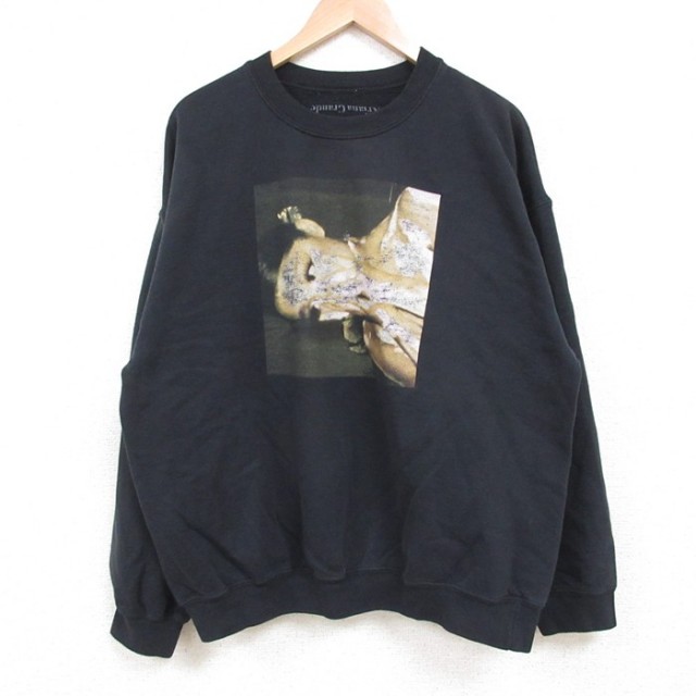 XL★古着 長袖 ロック バンド スウェット メンズ アリアナグランデ クルーネック 黒 ブラック 25may13 中古 スエット トレーナー トップス