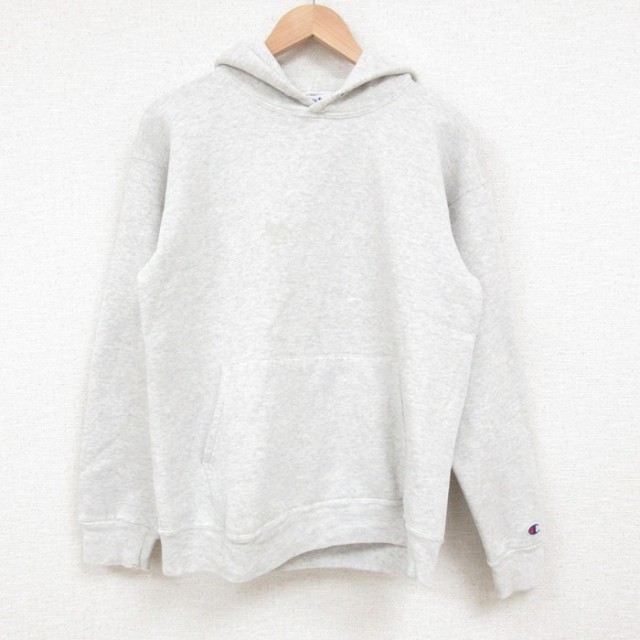 M★古着 チャンピオン champion 長袖 スウェット パーカー メンズ 90年代 90s 無地 USA製 薄グレー 霜降り 25may22 中古 スエット トレーナー トップス
