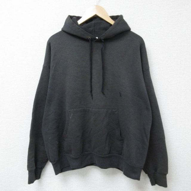 XL★古着 ヘインズ Hanes 長袖 スウェット パーカー メンズ 00年代 00s 黒 ブラック 霜降り 25may14 中古 スエット トレーナー トップス