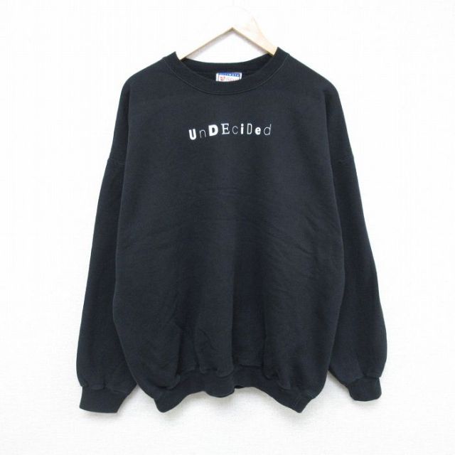 XL★古着 ヘインズ Hanes 長袖 スウェット メンズ 00年代 00s UnDEciDed 大きいサイズ クルーネック 黒 ブラック 25may20 中古 スエット トレーナー トップス