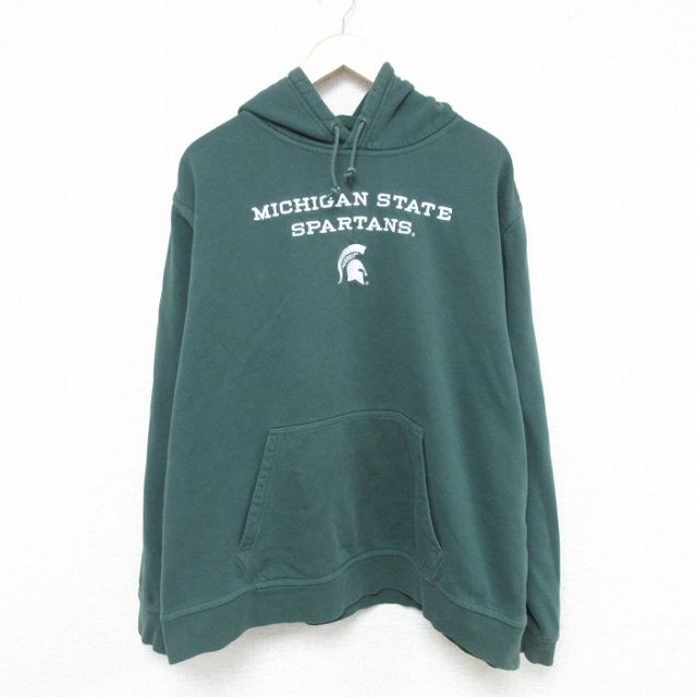 【50%OFF】XL★古着 ナイキ NIKE 長袖 スウェット パーカー メンズ ミシガン 大きいサイズ 緑 グリーン 25may20 中古 スエット トレーナー トップス