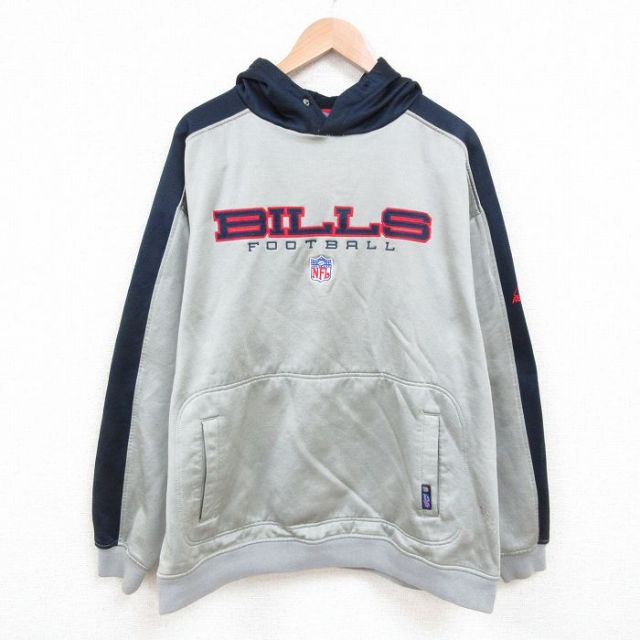 【50%OFF】XL★古着 リーボック REEBOK 長袖 スウェット メンズ 00年代 00s NFL バッファロービルズ 刺繍 大きいサイズ ポリエステル グレー他 アメフト スーパーボウル 25may23 中古 スエット トレーナー トップス