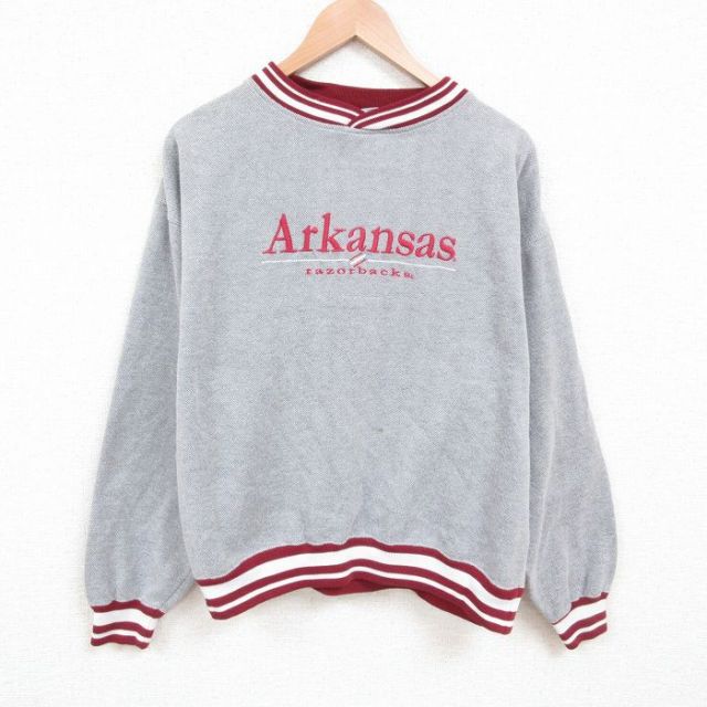 00s 長袖スウェット Arkansas刺繍 グレー XL | 古着