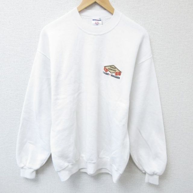 【50%OFF】L★古着 ジャージーズ 長袖 スウェット メンズ 00年代 00s カジノ サイコロ クルーネック 白 ホワイト 25may22 中古 スエット トレーナー トップス