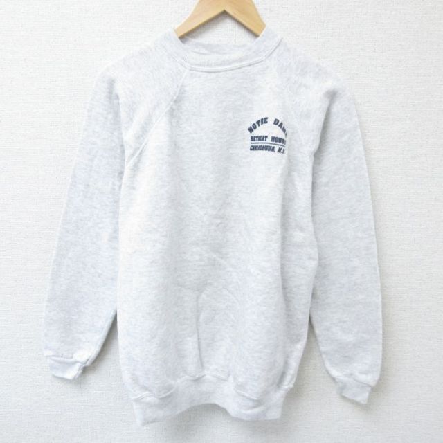 【20%OFF】M★古着 ヘインズ Hanes 長袖 スウェット メンズ 90年代 90s ノートルダム ラグラン クルーネック USA製 薄グレー 霜降り 25may22 中古 スエット トレーナー トップス