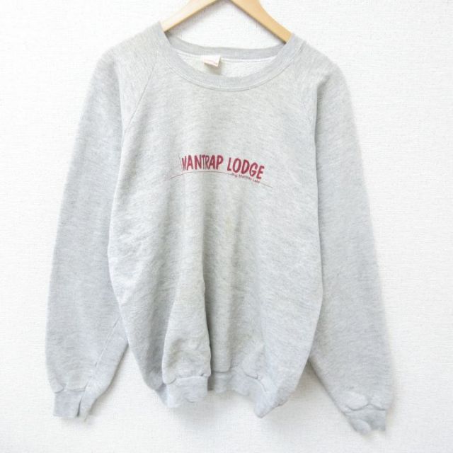 【50%OFF】フルーツオブザルーム 80s 長袖スウェット MANTRAP LODGE グレー霜降り L | 古着