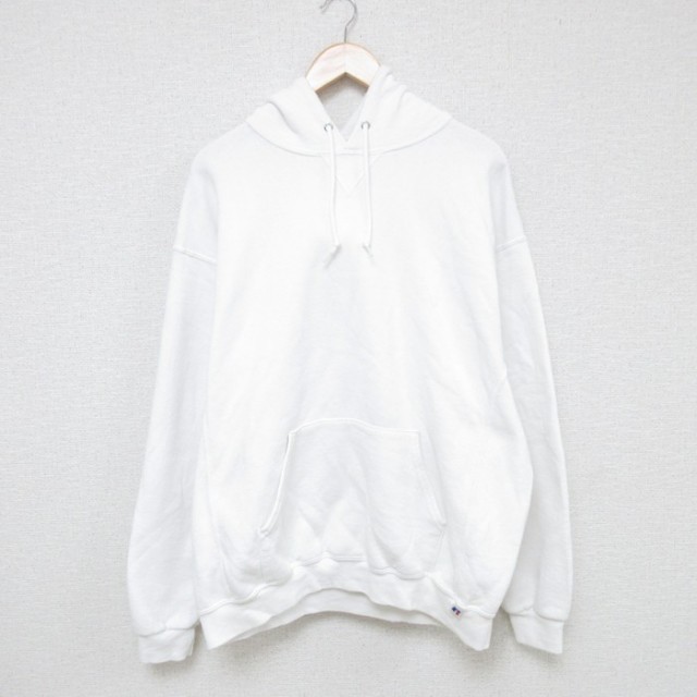 XL★古着 ラッセル 長袖 スウェット パーカー メンズ 00年代 00s 無地 白 ホワイト 25may23 中古 スエット トレーナー トップス