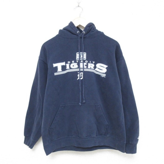 L★古着 アディダス adidas 長袖 スウェット パーカー メンズ 00年代 00s MLB デトロイトタイガース 紺 ネイビー メジャーリーグ ベースボール 野球 25may23 中古 スエット トレーナー トップス