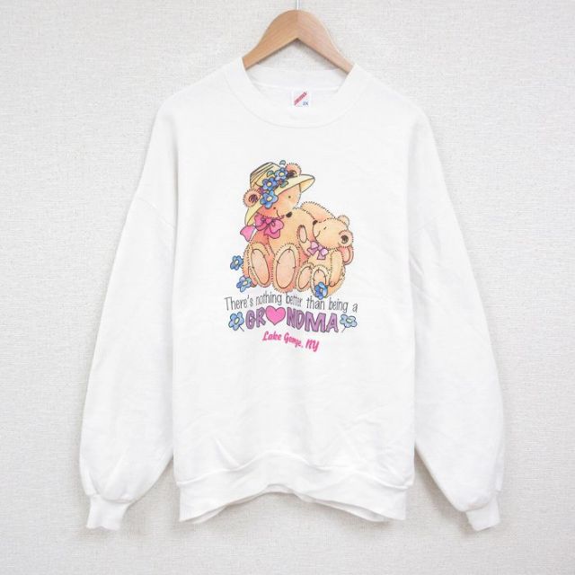 ジャージーズ 90s 長袖スウェット クマ ホワイト XL | 古着
