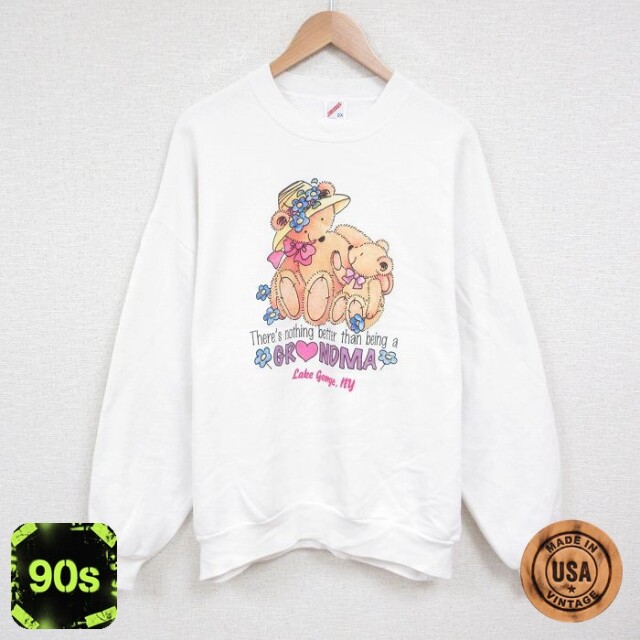 ジャージーズ 90s 長袖スウェット クマ ホワイト XL | 古着