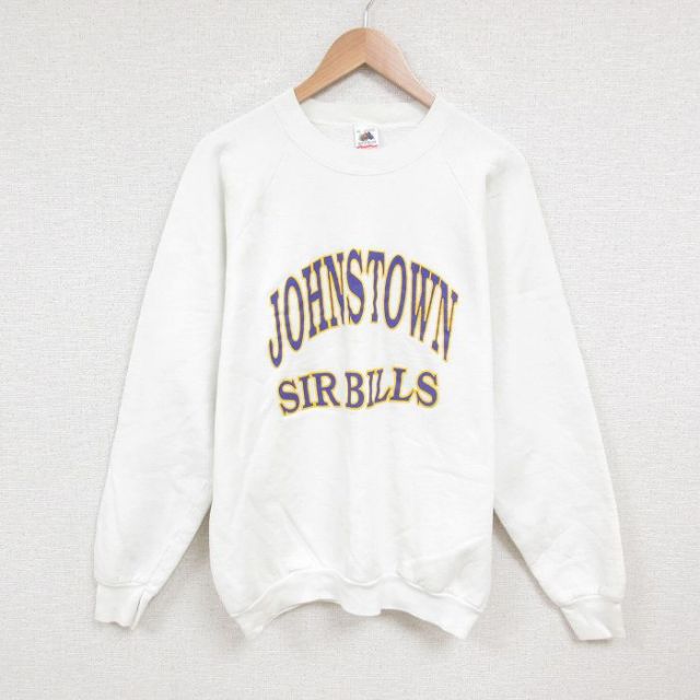 【50%OFF】L★古着 フルーツオブザルーム 長袖 スウェット メンズ 90年代 90s JOHN クルーネック USA製 白 ホワイト 25may27 中古 スエット トレーナー トップス