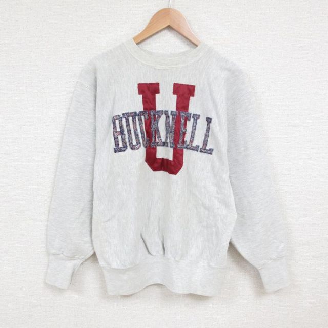 【50%OFF】L★古着 長袖 スウェット メンズ 90年代 90s U USA製 クルーネック 薄グレー 霜降り 25may27 中古 スエット トレーナー トップス