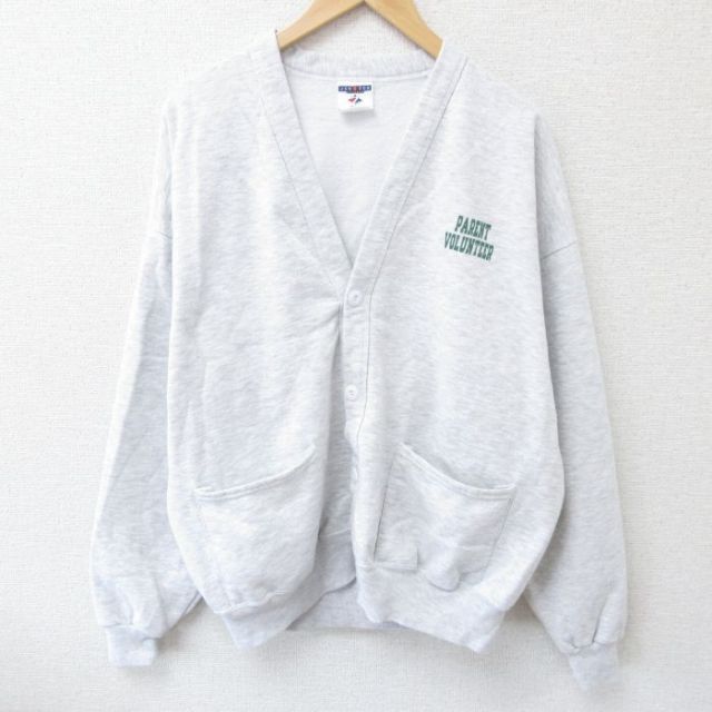 XL★古着 ジャージーズ 長袖 スウェット カーディガン メンズ 00年代 00s 恐竜 Vネック 薄グレー 霜降り 25may28 中古 スエット トレーナー トップス