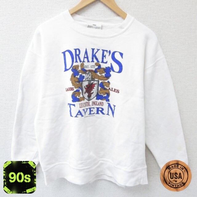 90s 長袖スウェット TAVERN ホワイト L | 古着
