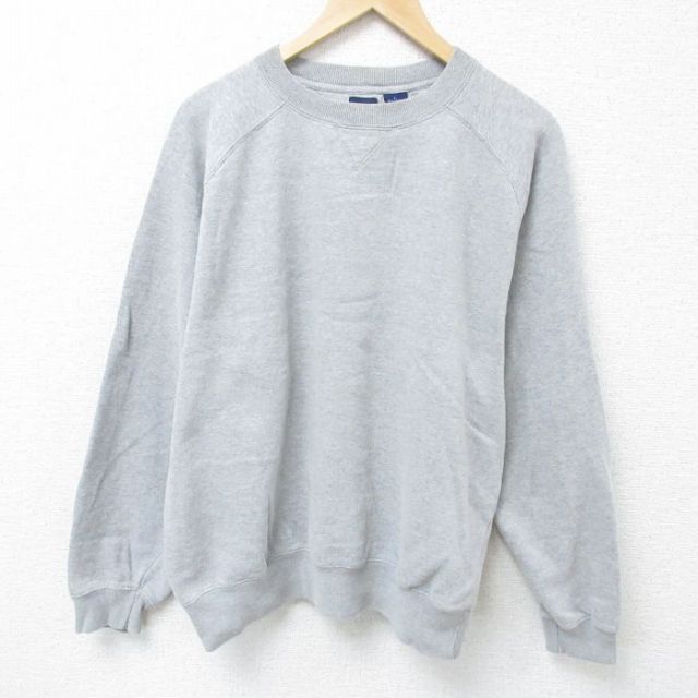XL★古着 ギャップ GAP 長袖 スウェット メンズ 00年代 00s 無地 ラグラン クルーネック グレー 霜降り 25may28 中古 スエット トレーナー トップス