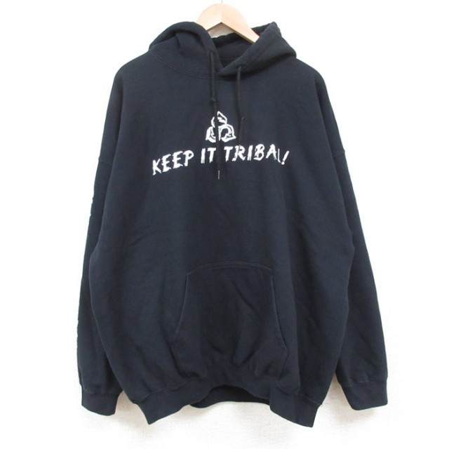 XL★古着 長袖 スウェット パーカー メンズ 00年代 00s ドラム 大きいサイズ 黒 ブラック 25may29 中古 スエット トレーナー トップス