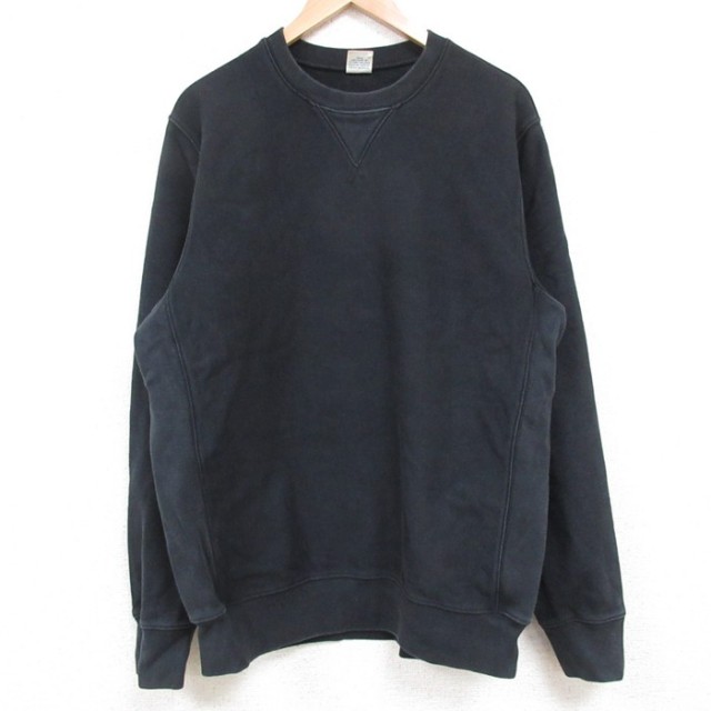 L★古着 ジェイクルー J.CREW 長袖 スウェット メンズ 無地 クルーネック 黒 ブラック 25may29 中古 スエット トレーナー トップス