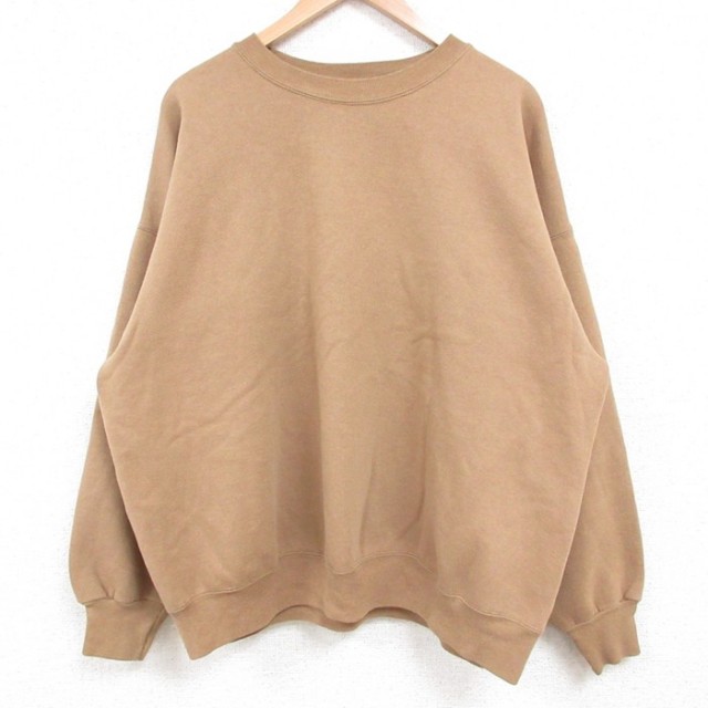 XL★古着 ヘインズ Hanes 長袖 スウェット メンズ 00年代 00s 無地 大きいサイズ クルーネック ベージュ カーキ 25may29 中古 スエット トレーナー トップス