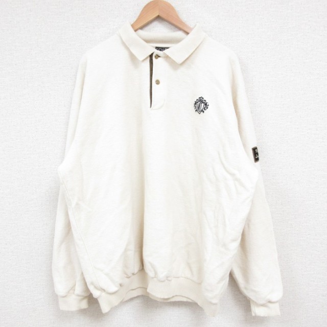 XL★古着 SDI 長袖 スウェット メンズ 00年代 00s ML コットン 襟付き カナダ製 白 ホワイト 25may29 中古 スエット トレーナー トップス