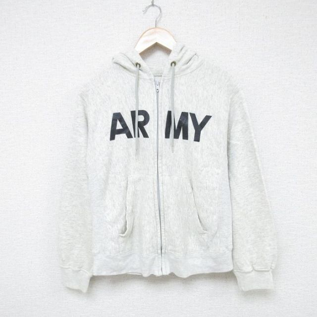 【20%OFF】S★古着 長袖 フルジップ スウェット パーカー メンズ 90年代 90s ミリタリー アーミー ARMY タロン 薄グレー 霜降り 25may28 中古 スエット トレーナー トップス
