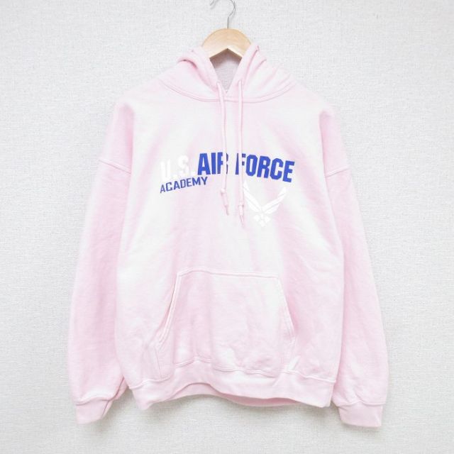 XL★古着 長袖 スウェット パーカー メンズ 00年代 00s ミリタリー USエアフォース ピンク 25may28 中古 スエット トレーナー トップス