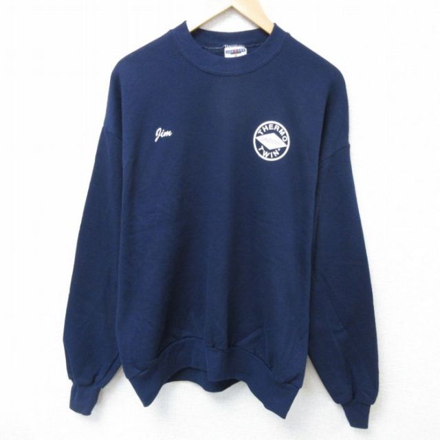 L★古着 ジャージーズ 長袖 スウェット メンズ 00年代 00s TWIN クルーネック 紺 ネイビー 25may29 中古 スエット トレーナー トップス