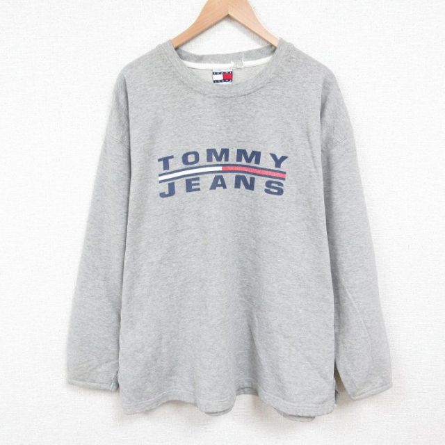 トミーヒルフィガー 90s 長袖スウェット ビッグロゴ グレー XL | 古着