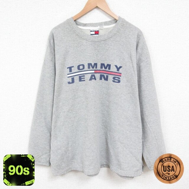 トミーヒルフィガー 90s 長袖スウェット ビッグロゴ グレー XL | 古着