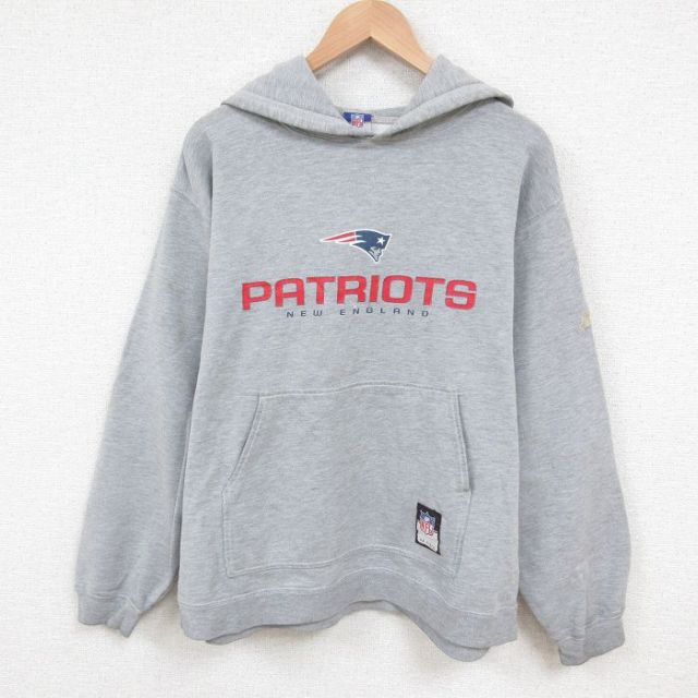 【50%OFF】XL★古着 リーボック REEBOK 長袖 スウェット パーカー メンズ 00年代 00s NFL ニューイングランドペイトリオッツ グレー 霜降り アメフト スーパーボウル 25may29 中古 スエット トレーナー トップス