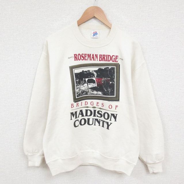 L★古着 ジャージーズ 長袖 スウェット メンズ 90年代 90s ローズマンブリッジ クルーネック USA製 薄ベージュ カーキ 25may29 中古 スエット トレーナー トップス