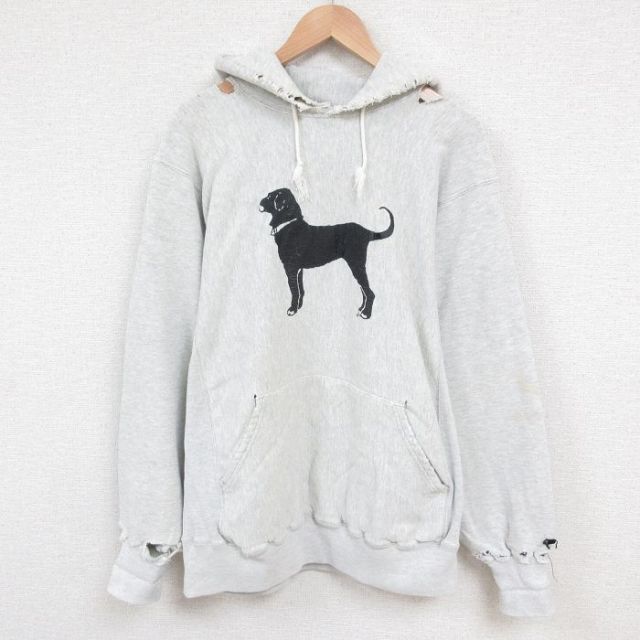 XL★古着 ケルスポーツ 長袖 スウェット パーカー メンズ 90年代 90s The Black Dog ボロ USA製 薄グレー 霜降り 【spe】 25may29 中古 スエット トレーナー トップス